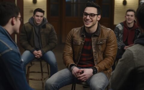 Close-Up of a Teacher Engaging with Teenage Students in a Classroom Setting